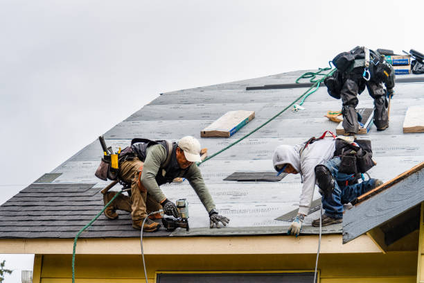 Professional Gutter Installation technician working in Newton, MA